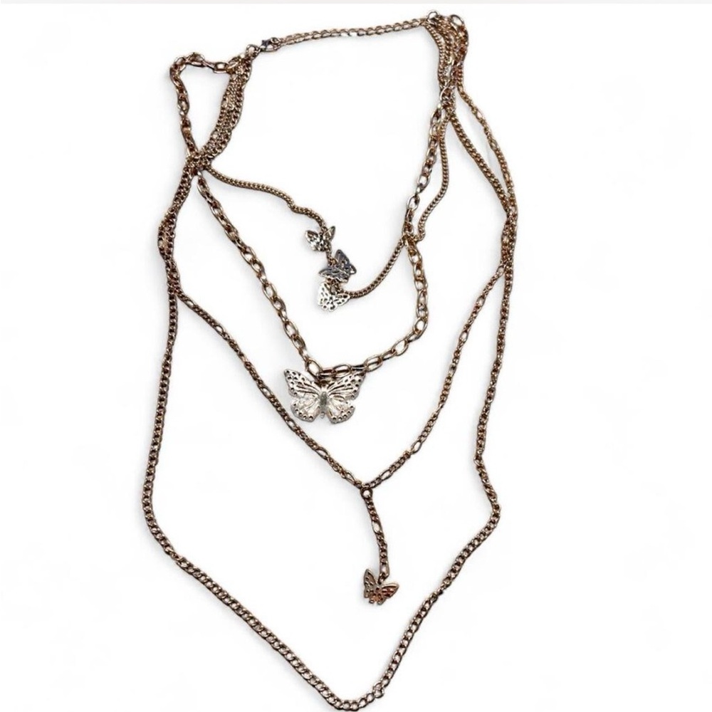 Macy's Gold and Silver Butterfly Layered Necklace